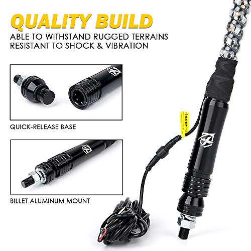 image for Xprite 5ft(1.5M) 2PC LED Spiral Whip Lights Flag Pole Safety Antenna w