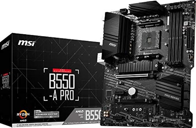 MSI B550-A PRO ProSeries Motherboard (AMD AM4, DDR4, PCIe 4.0, SATA 6Gb/s, M.2, USB 3.2 Gen 2, HDMI/DP, ATX)