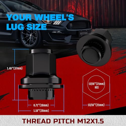 Image of JiiinMiiin M12x1.5 Toyota Lexus Lug Nuts, 13 /16'' (21mm) Hex OEM Factory Style Black Mag Seat Wheel Nuts with Washer for 4Runner Camry Highlander Prius Sienna Lexus CT200h HS250h GS450h Set of 20PCS