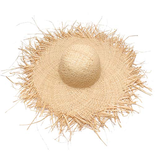 MeiLiu Sombreros para el Sol de Mujer, Sombreros de Paja Tejidos de Paja de Rafia, Sombreros de Paja de Playa con Pelota de Fiesta Hawaiana, Sombreros de protección Solar al Aire Libre de Verano