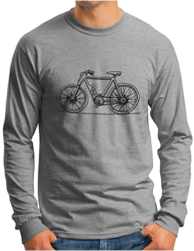 T-shirt manches longues vélo homme motif cycliste gris mélangé taille XL