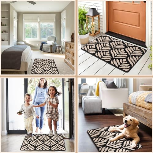 BELICOO Fußmatte Innen und Außen 50 * 80cm, Schwarz Sauberlaufmatte Türmatte, Schmutzfangmatte Waschbar, Fussmatte für Hund, Eingang, Haustür & Flur