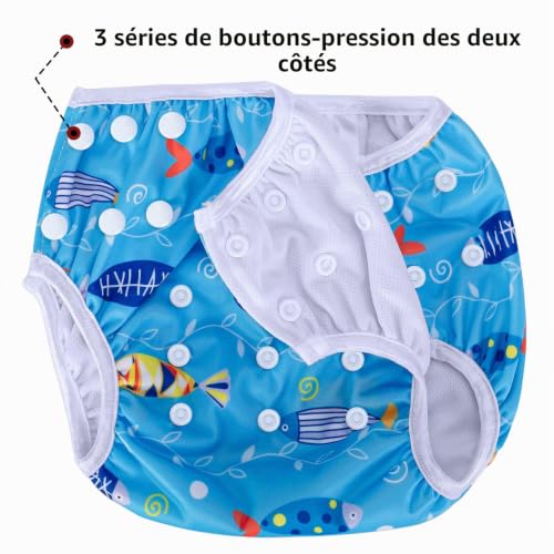 Luxja 2PCS Réutilisable Couches de Bain, Coquillage + Poisson Bleu – vue 6