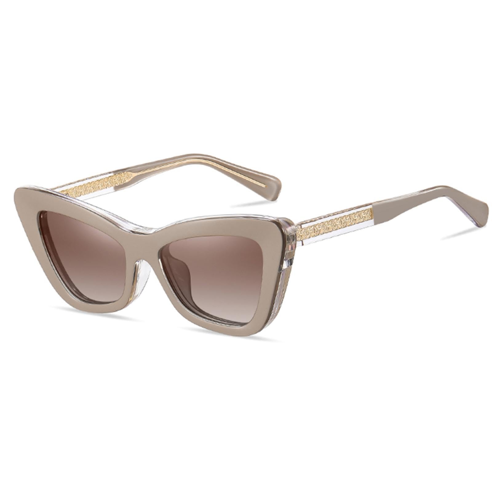 Occhiali da sole polarizzati da donna Cat Eye Occhiali da sole Uv400 Donna Acetato Marrone Moda