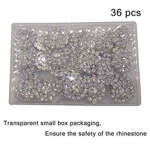 Arlai Pack of 36Pcs Silver Rhinestone Jewelry Crystal Flower Button Accessory, DIY Wedding decoration, Hair accessories