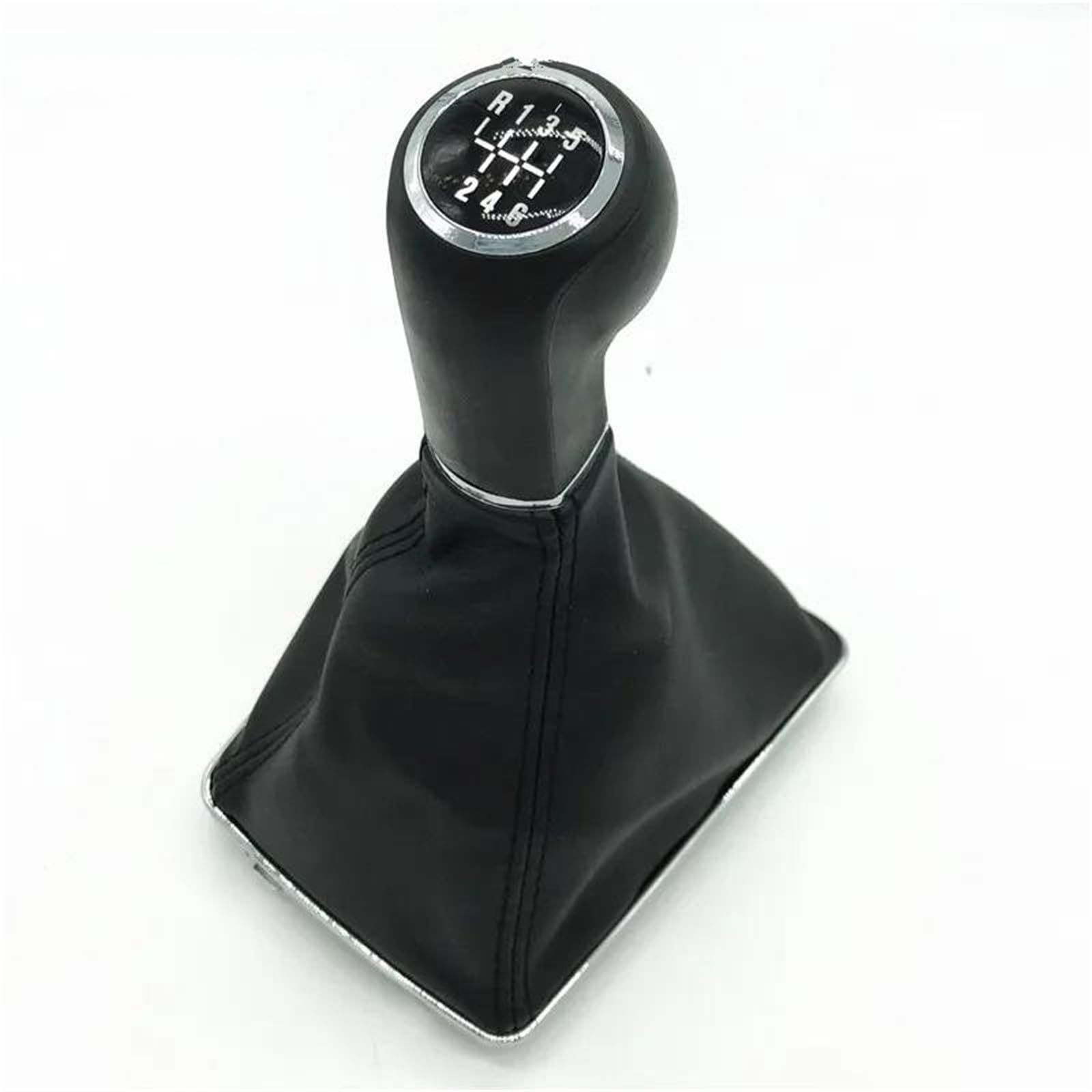 Fhuwaz R123456 Black Car Gear Knob For Vauxhall Astra H 2004 2005 2006 2007 2008 2009 2010 5/6 Speed Gear Shift Knob Lever Stick Gaiter Leather Boot Cover(R123456 Black)