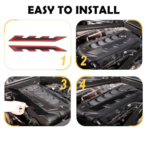 Image of CHEAYAR Engine Bay Panel Cover Compatible with Chevrolet Corvette C8 2020-2023, Engine Shroud Cover Panel Trims, C8 Accessories 2PCS (Engine Compartment Cover-Black)
