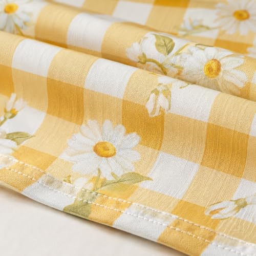 Image of la'amour 100% Cotton Elastic Fitted Bedsheets with 2 King Size Pillow Covers Double Bed with All Around Elastic Supersoft Size - 72 King Sizex78+10 inches Yellow Gingham 200 tc - 220 tc