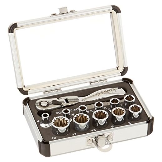 Sunex 9723 1/4-Inch Drive Universal Spline Socket Set with Mini-Flex Ratchet, 13-Piece