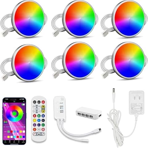 Color Cabinet Lighting, Smart RGB LED Puck Lights Music Sync, Scene Modes, Color Changing LED Lights Cover