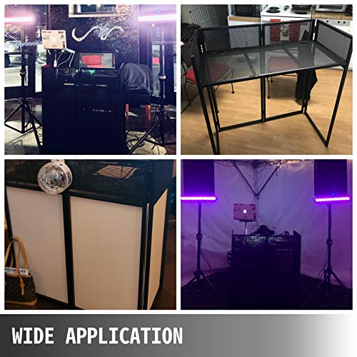Happybuy 20X40X45 Inches Dj Facade Table Station, Dj Booth Flat Table Top 20X40 Inch, Adjustable Dj Event Facade With White & Black Scrim, Folding Dj Booth Metal Frame, Foldable Cover Screen #TOP7