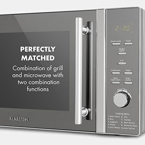 Klarstein Luminance Prime Mikrowellen-Grill-Kombigerät (34 Liter, 1000 Watt Mikrowelle, 1300 Watt Grill, 11 Leistungsstufen, 9 Automatikprogramme, 2 Kombi-Funktionen) silber 8 Klarstein Luminance Prime Mikrowellen-Grill-Kombigerät (34 Liter, 1000 Watt Mikrowelle, 1300 Watt Grill, 11 Leistungsstufen, 9 Automatikprogramme, 2 Kombi-Funktionen) silber