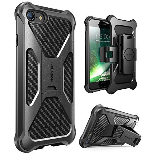 i-Blason Case for iPhone SE 2020 / iPhone 7/8, Transformer Kickstand iPhone 8 2017 Release Heavy Duty Dual Layer Combo Holster Cover Case with Locking Belt Swivel Clip (Black)