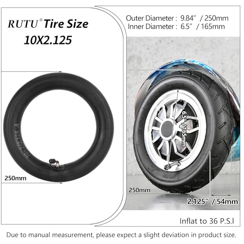 RUTU Heavy Duty 10x2/10x2.125 Tire and Inner Tube - 45° Valve Compatible with Smart Electric Balance Scooter Bike, Bicycle, Tricycle, Stroller Replacement Wheels - For 10-inch Tires with 6-inch Rims