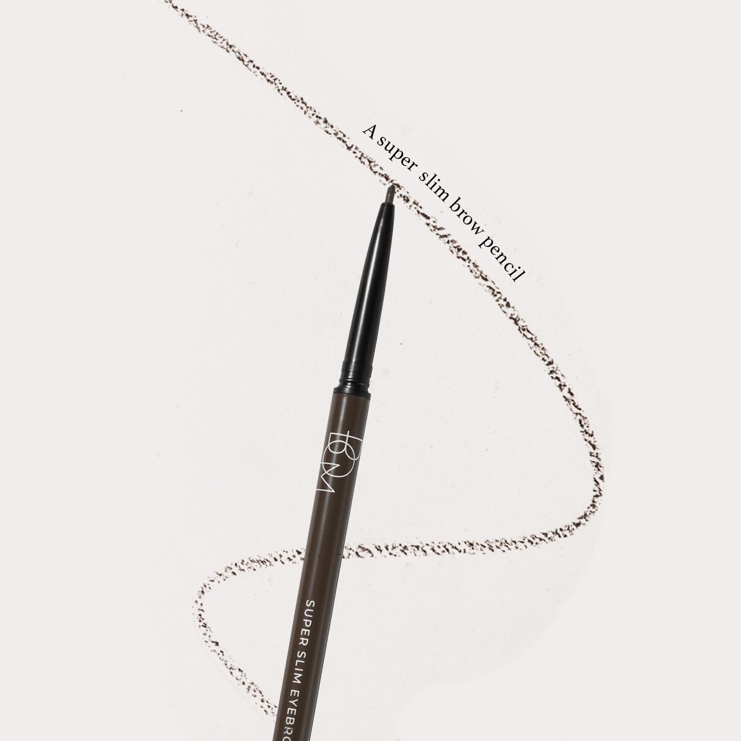 BOM Super Slim Eyebrow 0.1g, Charcoal Brown, 1.5mm Defining Brow Pencil Hard Formula Natural Looking Long-lasting