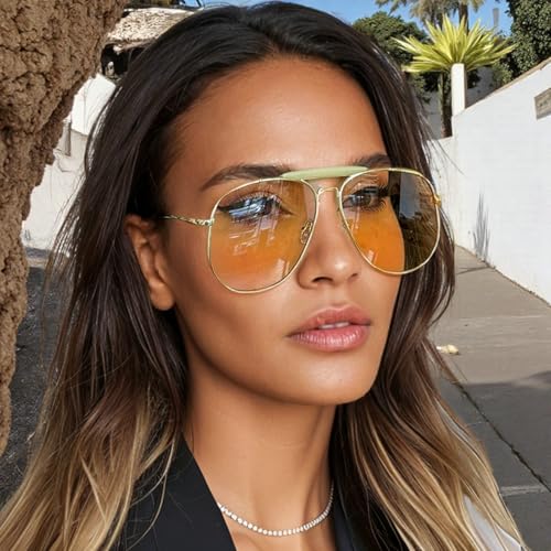 willochra Oversized Pilot Square Sunglasses For Women Men Vintage 70s Polygon Sun Glasses Ladies Double Bridge Shade Eyewear4