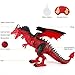 BeebeeRun Remote Control Dinosaur, Red Dinosaur Figures Realistic Looking with Roaring Spraying Light Up Eyes,RC Walking Dragon Toy for Kids Boys Girls Birthday Gifts