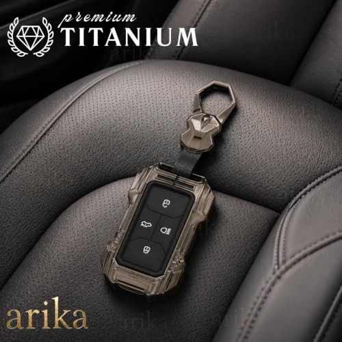 Image of arika Key Cover Compatible with Tata Harrier | Safari | Nexon | Altroz | Tigor | EV | Punch | Tiago EV Electric - 4 Button Smart Key , Element 22 Titanium Edition