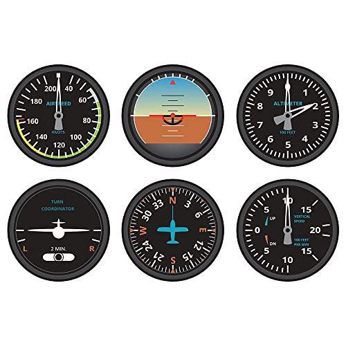 Timethink 6 Piece Aircraft Instrument Coasters Modern Flight Instruments Acrylic Funny Aviation Coasters Set for Drinks Home Bar Decor Aviator Pilot Gift -4 Inch