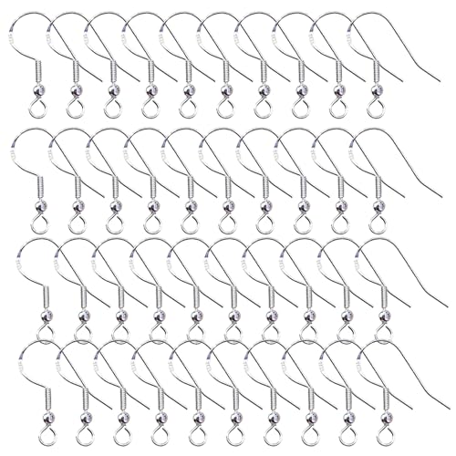 50 Pcs 925 Silver Hypoallergenic Earring Hooks for DIY Jewelry Making