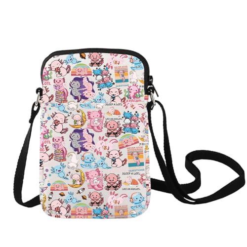 LEVLO Cute Axolotl Crossbody Bag Bobalotl Fans Gift Gamesolotl Lover Shoulder Bag Salamander Merchandise