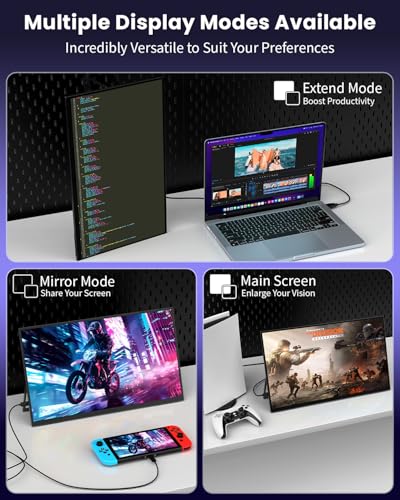 Image of ZUCWO 18.5 Inch Portable Computer Monitors,Portable Monitor for Laptop,PC,MacBook,Phone, PS4, Speakers,1080P FHD Display with USB-C & HDMI,Travel Work Home Gaming Monitor with 180 Adjustable Stand