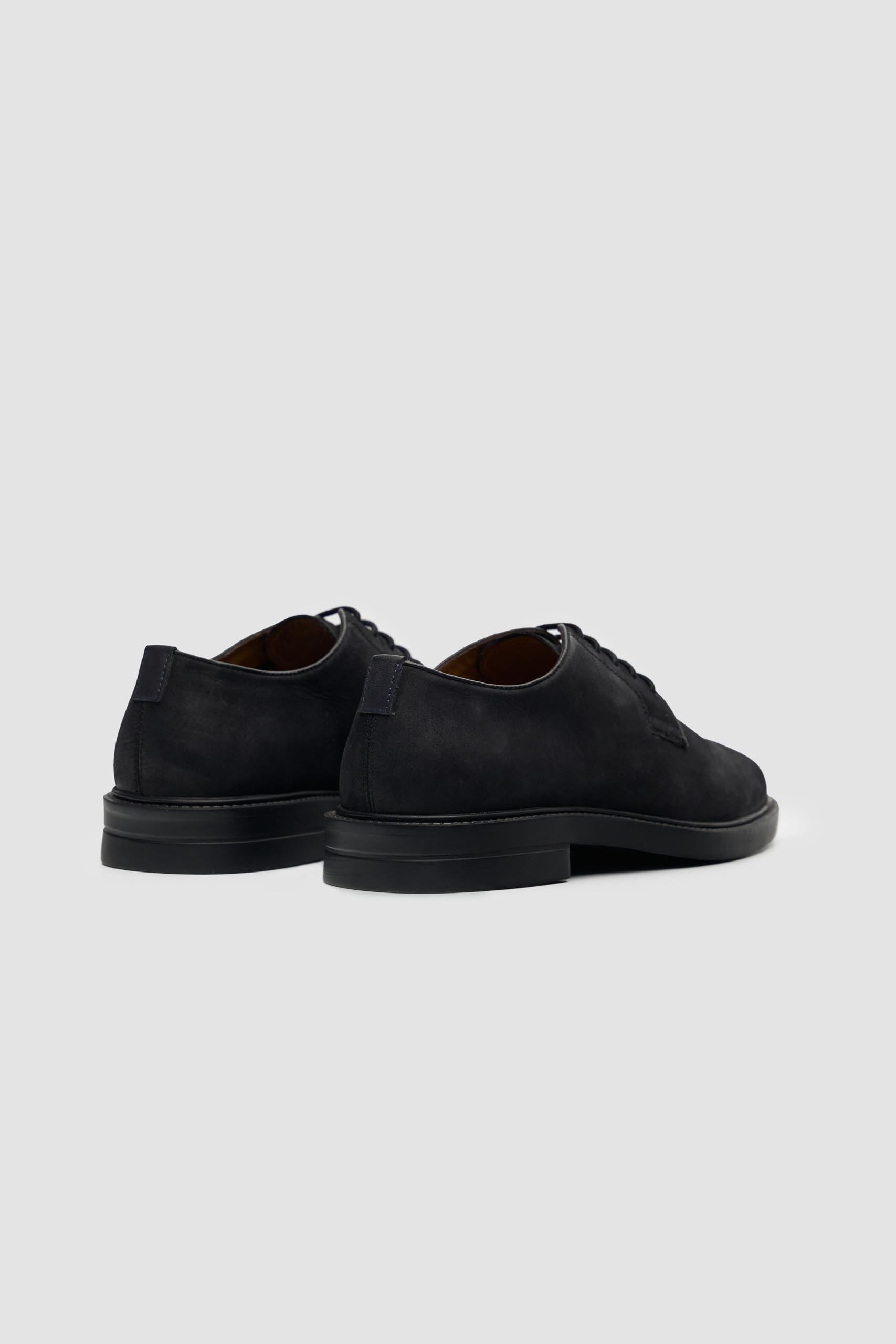 SIRRI Zapatos Derby de Ante Negro para Hombre - Zapatos de Vestir con Cordones y Punta Lisa para Bodas de Negocios