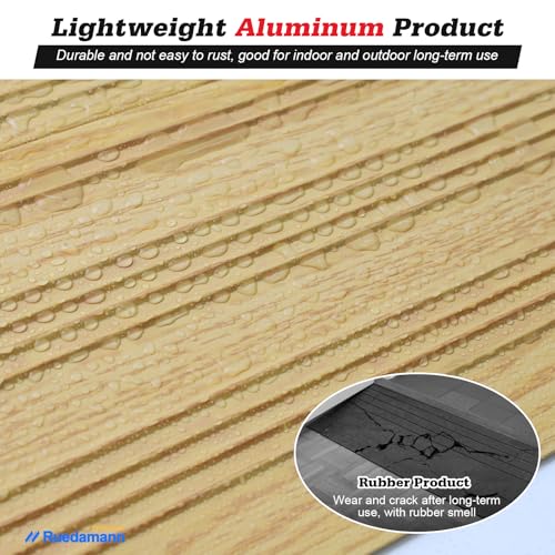 Ruedamann 2" Rise Splicable Threshold Ramp,11000 Lbs Capacity, Aluminum Wheelchair Ramp, Non-Slip Entry Ramp for Transition Doorways Curbs Garages, Door Ramp for Scooter Power Chairs, Light Wood Grain