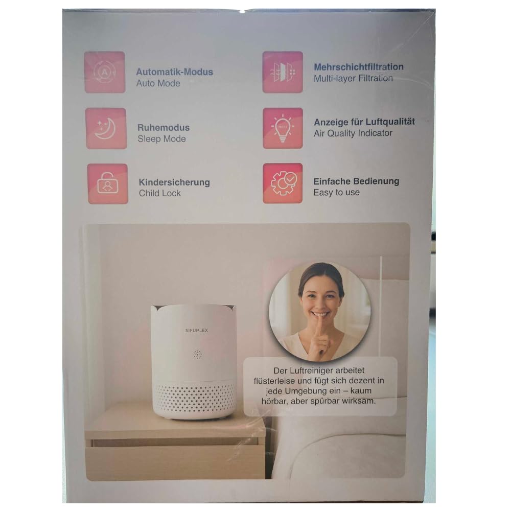 Breezo Luftreiniger 20m² mit HEPA Filter & Ionisator | Leise 53dB, Für Allergiker, Schlafzimmer & Kinderzimmer, Gegen Rauch, Gerüche, Pollen