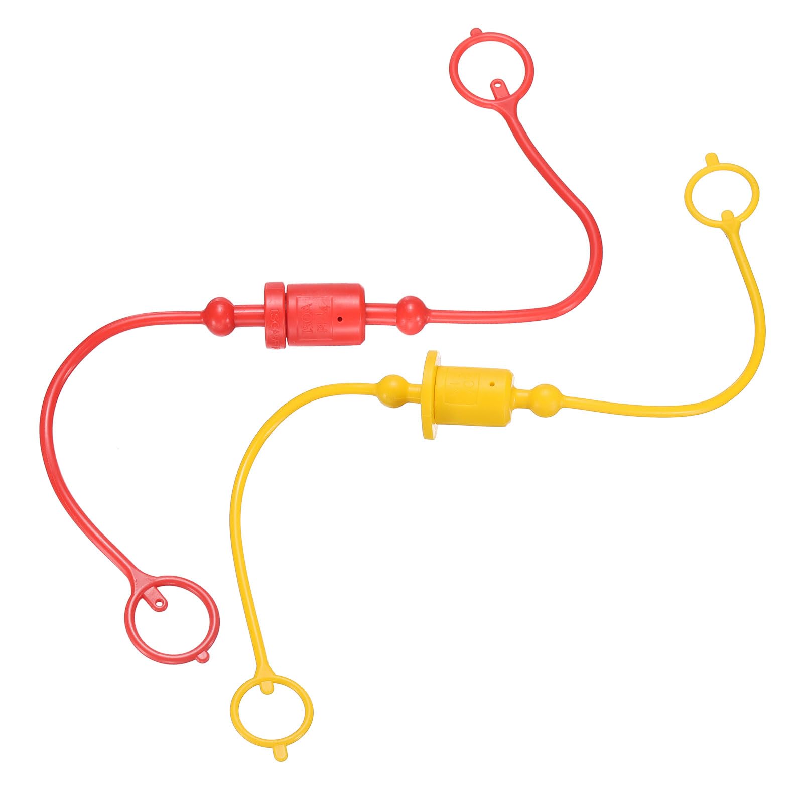 HARFINGTON 2Sets 1/4 Hydraulic Hose Dust Cap and Plug Kit, ISO-A Male Dust Cap &amp; Female Plug Cover Quick Disconnects Air Coupler Cover Port Plug Fittings with Retention Ring, Red/Yellow
