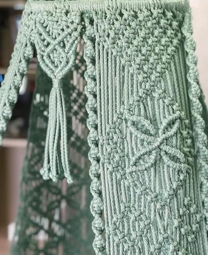 Image of Macrame Hanging Chair Swing with Cushion | Handmade Boho Hammock Chair for Adults & Kids | Indoor Outdoor for Balcony, Living Room, Bedroom, Patio & Garden (Olive Green)