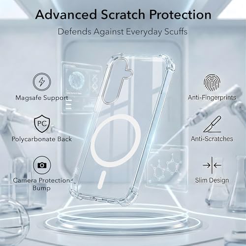 Image of Jkobi Shockproof Crystal-Clear Back Cover for Samsung Galaxy S25 FE (Magsafe Wireless Support | Drop & Camera Protection | Hard Polycarbonate)
