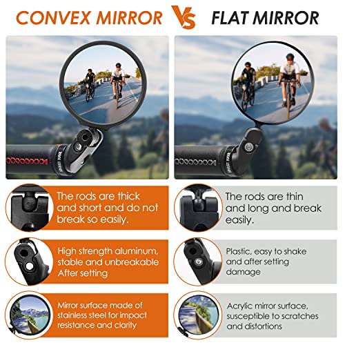 Arkham Bike Mirrors for Handlebars HD 360° Rotating Bar End Bicycle Mirror, Bicycle Rear View Mirrors - Image 3