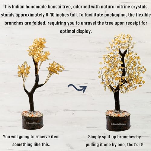 Image of Certified Citrine Crystal Tree for Good Luck - Healing Crystals Money Tree for Wealth, Positive Energy at Home Office - Decorative Spiritual Gifts for Vastu, House Warming
