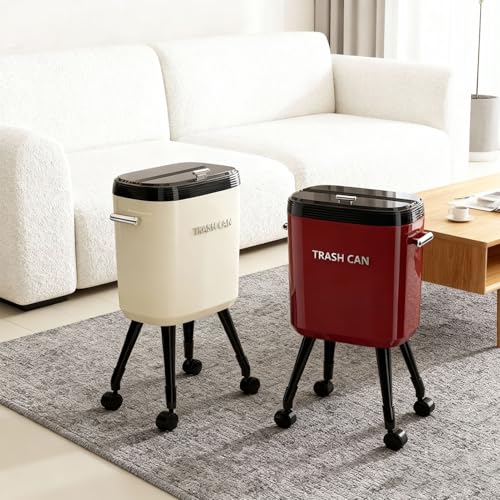 Caneca de basura alta con ruedas 15L color rojo miniatura 7