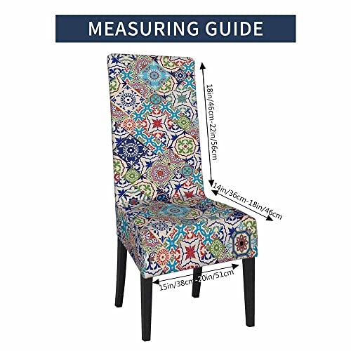 Numland Colorful Moroccan Tiles Patchwork Chair Seat Cover Ethnic Bohemian Ornament Polyester Stretchable Decor For Home, Banquet, Dining Room, Hotel, Ceremony1 Pack #TOP4
