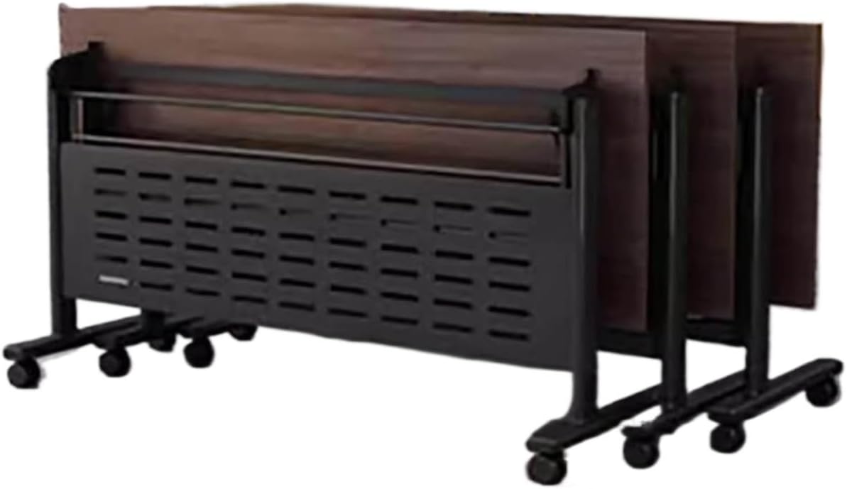 Rectangular Folding Conference Room Table with Strong Metal Frame for Office Meetings Black (55x16x30in)