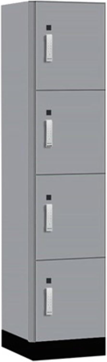 Salsbury 18" Wide Premier Wood Locker-Four Tier-1 Wide-6 Feet High-18 Deep-Winter Fog-Silver Electronic Locks