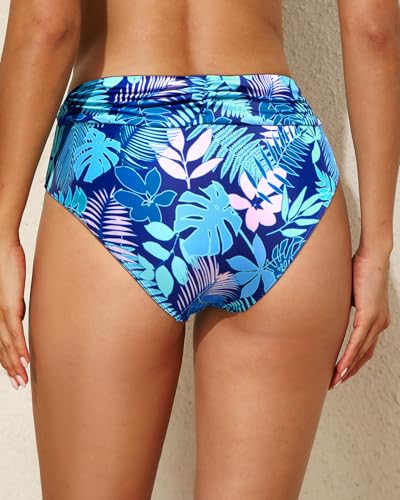 Image of Tempt Me Women Mid Rise Bikini Bottoms Full Coverage Swimsuit Ruched Scrunch Swim Bottom