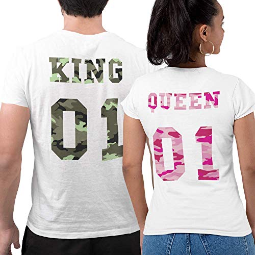 T-Shirts Couple personnalisés (x2) Texte, numéro et Couleur Personnalisable, Coupe Moderne...