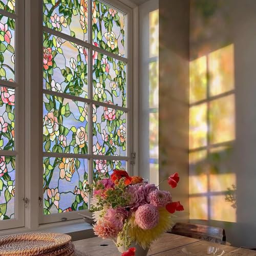 3D Stained Glass Window Film, Decorative Window Privacy Film for
