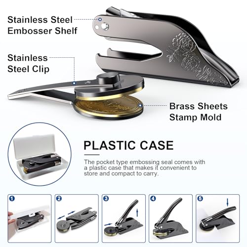 image for OrcOw Book Embosser Personalized Custom Embosser Stamp Your Own Text o