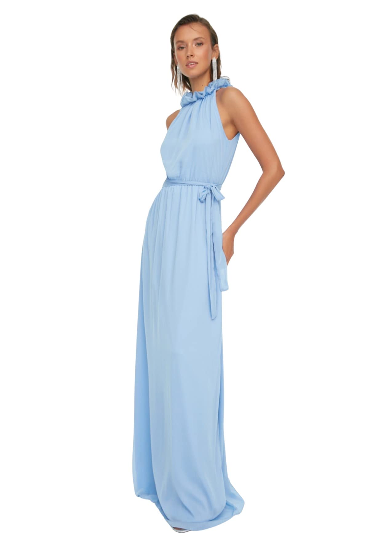 Trendyol Women Maxi A-line Regular Woven Evening Dress Blau