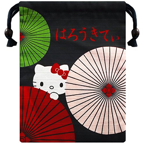 ハローキティ シャンタン巾着 和傘 約H20cm x W15.8cm HKKN480