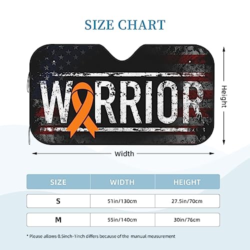 Kidney Cancer Warrior Aweareness Ribbon Foldable Car Windshield Sunshade Blocks Heat and Sun Glare Uv Rays