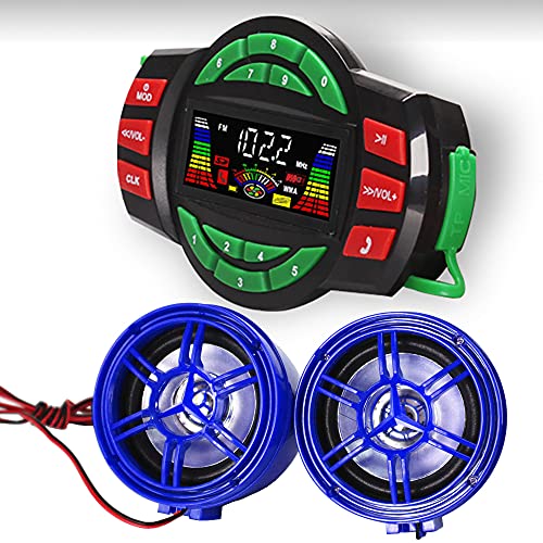 Image of UTV ATV Bluetooth Amplifier Sound System Hand-Free Speakers FM USB Audio System Stereo 3 Inch Speakers 12V Motorcycle Waterproof Audio FM Radio Stereo Speaker (Blue Speaker)