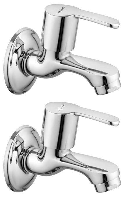 DRIZZLE SPR102-2 Sparrow Long Body Bib Cock Brass | Chrome Plated | Quarter Turn | Foam Flow (Combo of 2 Pieces)