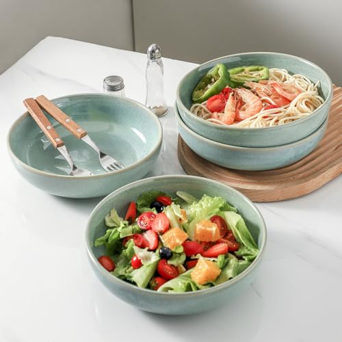 Hvh PASTA BOWL S Set Of 4, 46Oz Big Salad Bowl Set Of 4, Shallow Bowls, Dinner Bowls Set, Ceramic Bowls Set Microwave And Dishwasher Safe, Smooth Glaze thumb #2