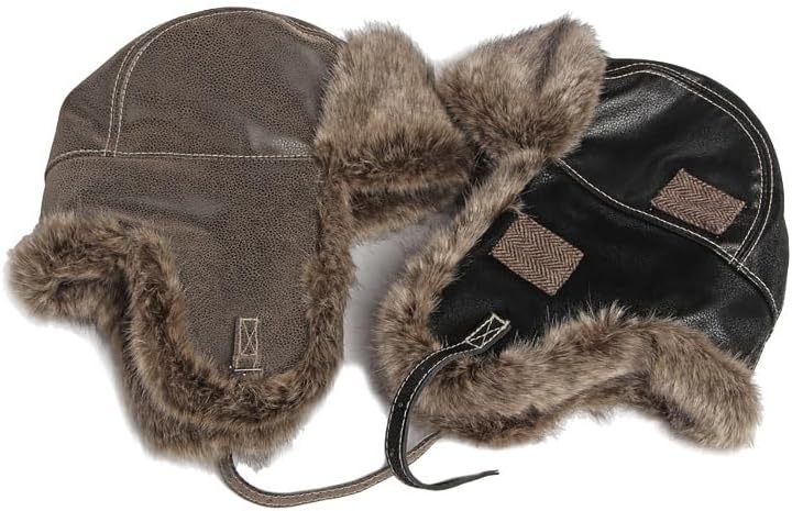 Men's Winter Aviator Cap with Ear Flaps, Thick Velvet Lined Trapper Hat for Snow & Wind Protection