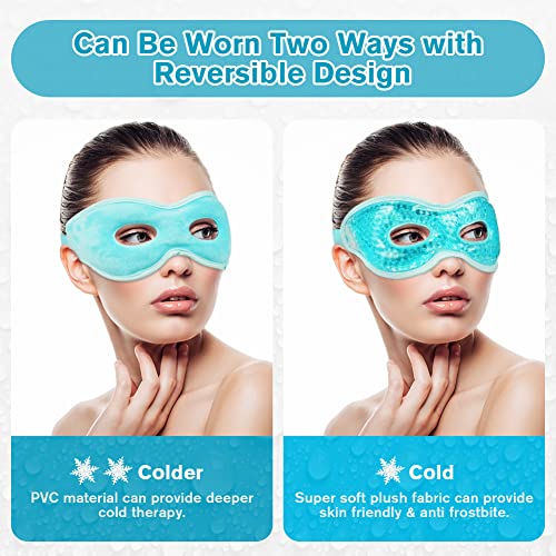 ACWOO Augenmaske Kühlend Kühlbrille, Cooling Eye Mask für Heiße Kältetherapie Geschwollene und Müde Augen, Augenringe, Migräne(A-Blau)